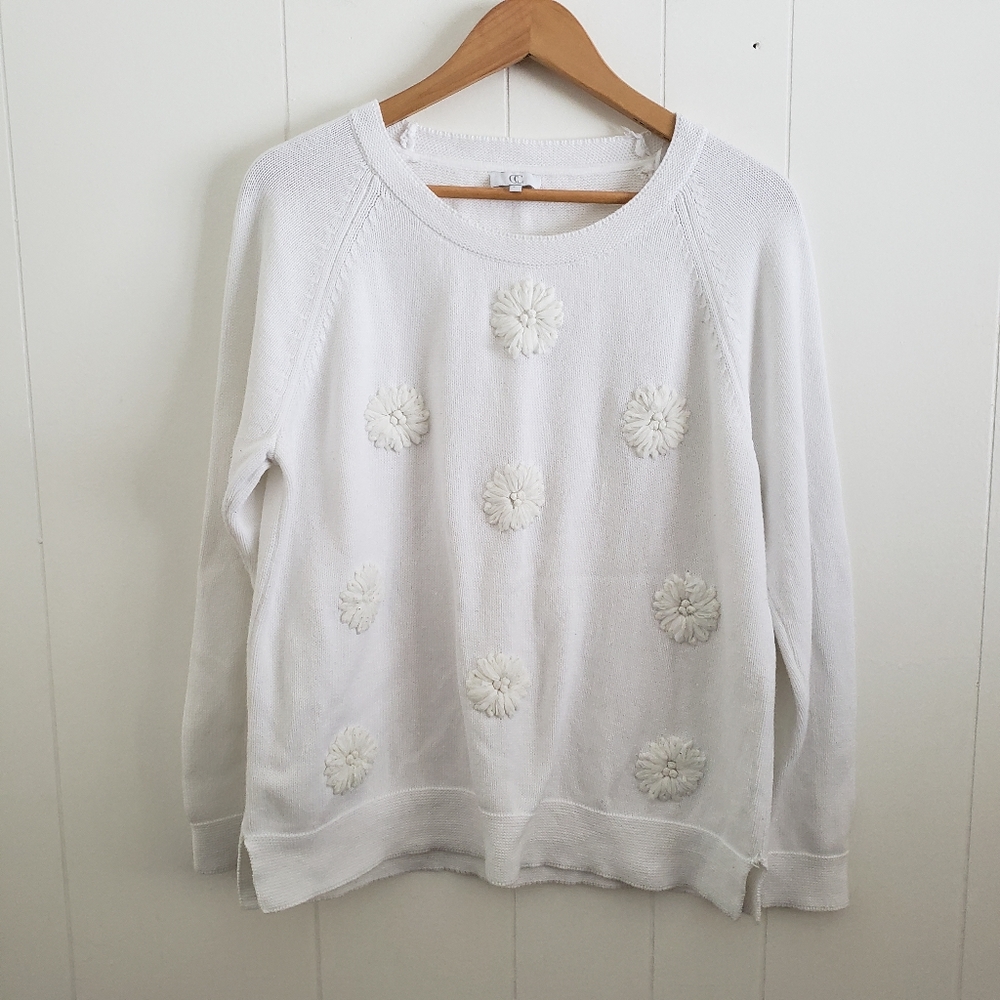 Charming Charlie Cotton Flower Detail Sweater